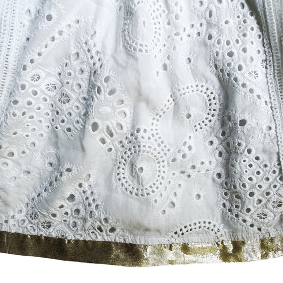 Anthropologie Leifsdottir LEIFNOTES Hi-Lo white Eyelet Gold Beaded Dress, Sz 6 - Picture 10 of 16